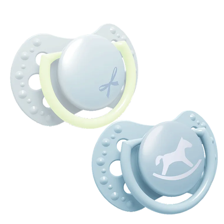 Lovi, Baby Shower Boy, suzeta dinamica din silicon, 0-2 luni, 2 buc.