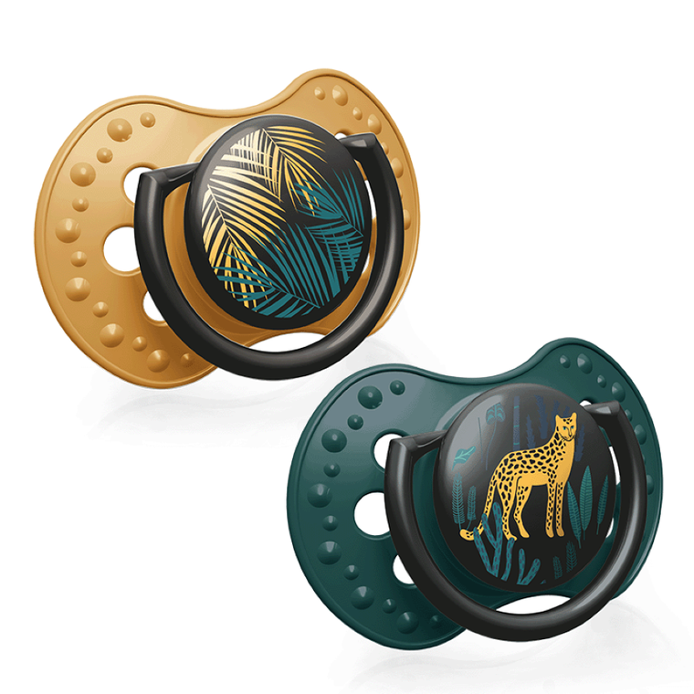 Lovi, Jungle Vibes Girl, suzeta dinamica din silicon, 0-3 luni, 2 buc.
