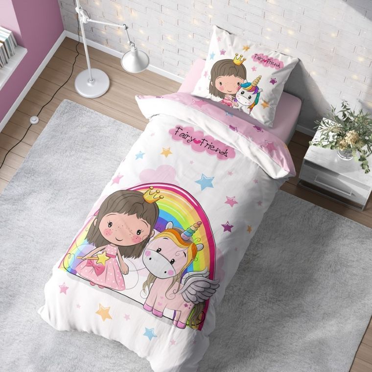 LuLuLand, Zana si unicorn, set lenjerie de pat single, 140-200 cm