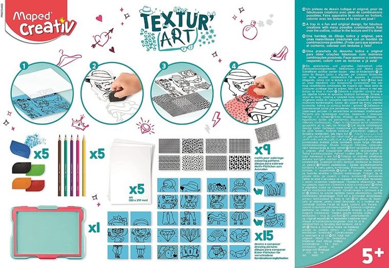 Maped Creativ, Textur'Art, tableta de desenat, set artistic, rosu-albastru