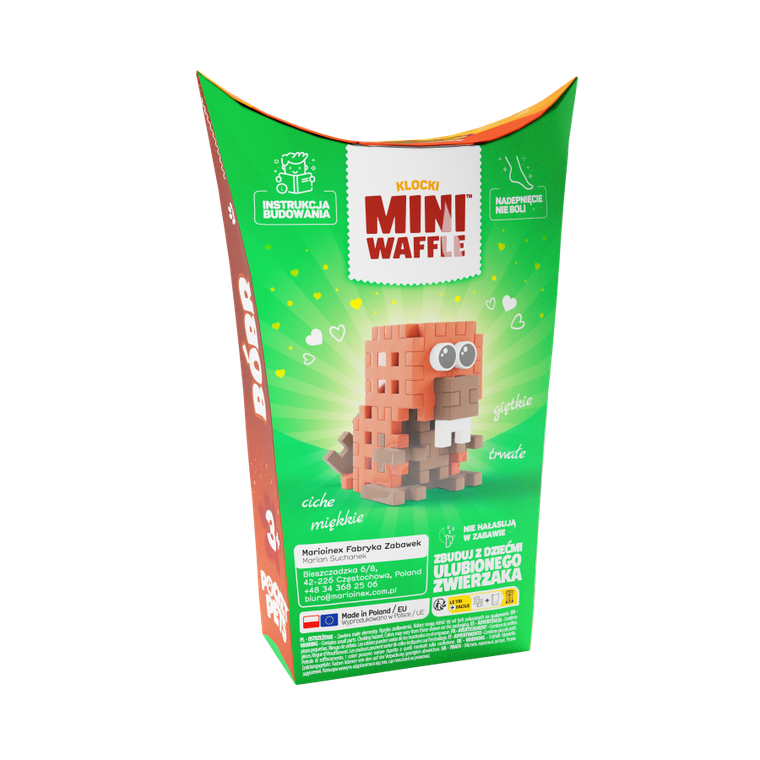 Marioinex, Mini Waffle, Pocket Pets, Castor, set de constructie, 25 piese