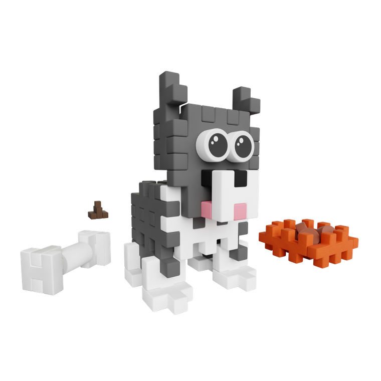 Marioinex, Mini Waffle, Pocket Pets Puppies, Husky, set de constructie, 44 piese