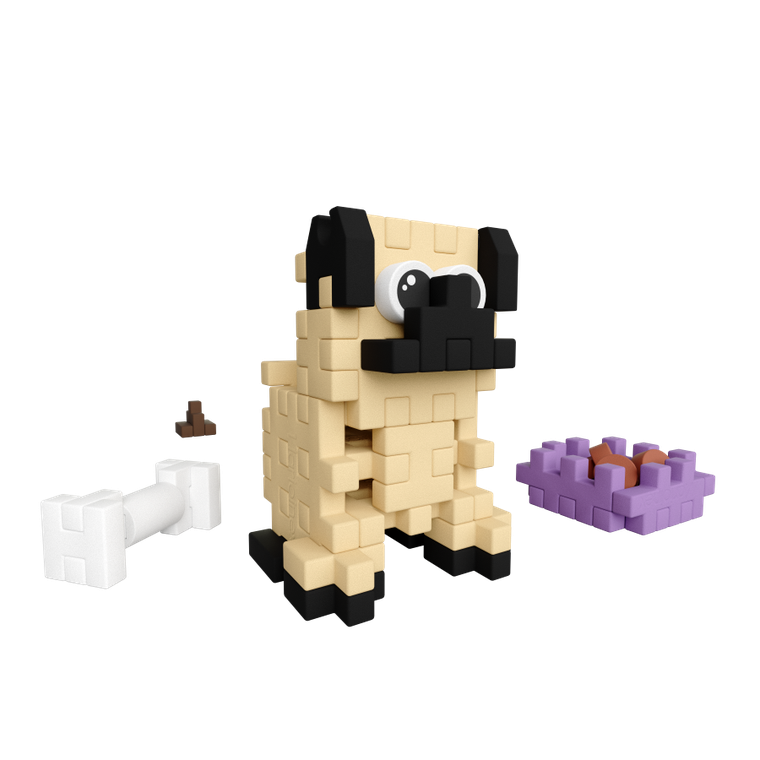 Marioinex, Mini Waffle, Pocket Pets Puppies, Mops, set de constructie, 42 piese