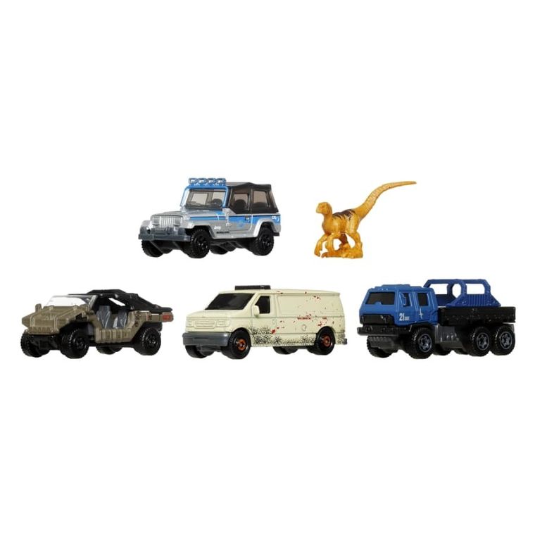 Matchbox, Jurassic World, Masini si dinozaur, 5-pack, 1 buc.