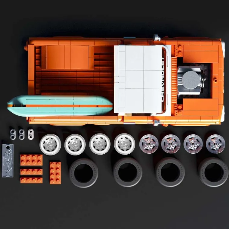 Mattel Brick Shop, Hot Wheels, Elite Series Custom ’62 Chevy Pickup, set de constructie, 858 elemente