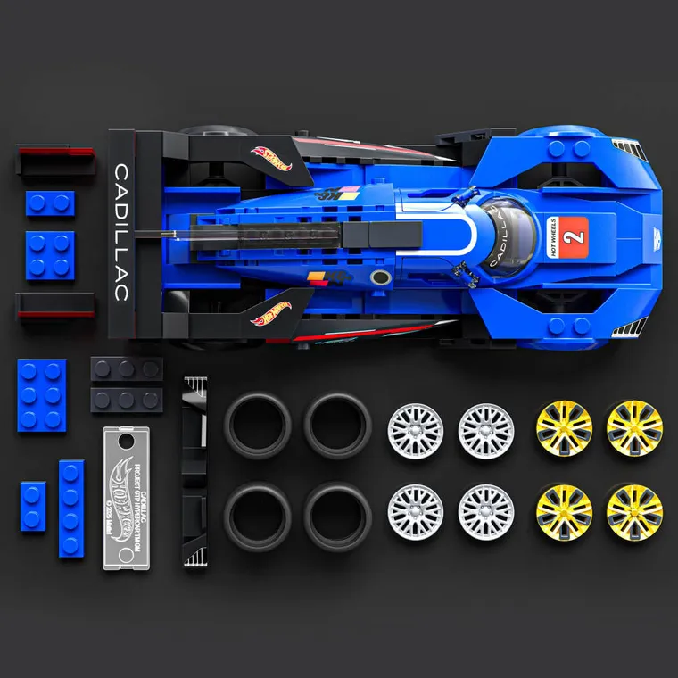 Mattel Brick Shop, Hot Wheels, Speed Series Cadillac Project GTP Hypercar, set de constructie, 236 piese