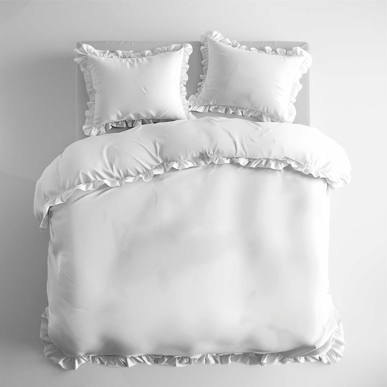 Mayamoo, set lenjerie de pat, 3 piese, alb, 160-200cm