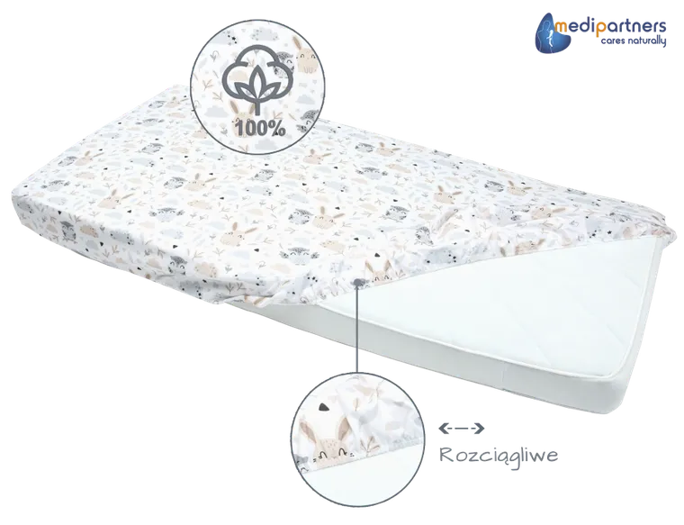 Medi Partners, Animale, cearceaf cu elastic, 120-60 cm