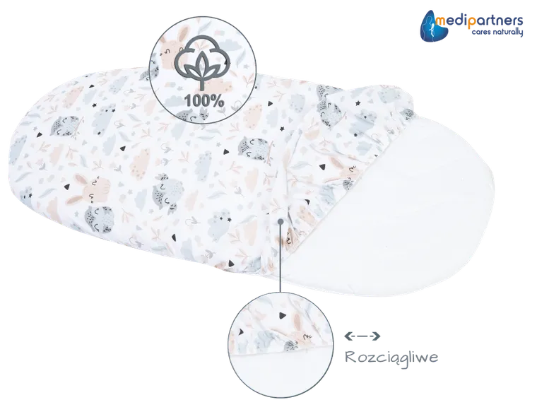 Medi Partners, Animale, cearceaf din bumbac cu elastic pentru carucior