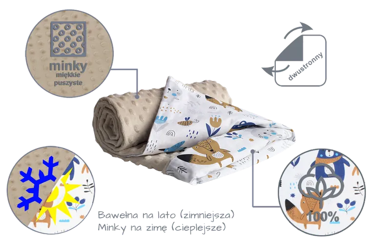 Medi Partners, Boho Animals, patura, minky, bej, 75-100 cm