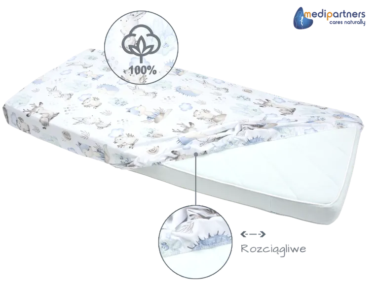 Medi Partners, Caprioare si Arici, cearceaf cu elastic, 120-60 cm