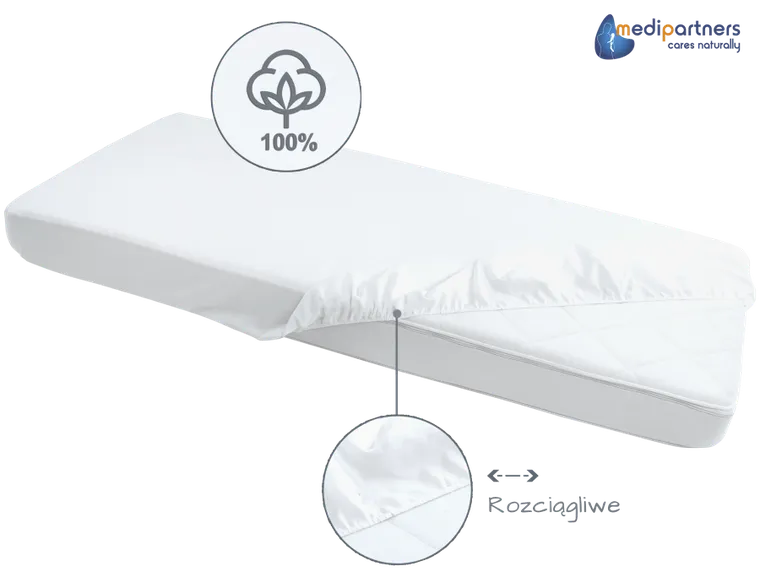 Medi Partners, cearceaf cu elastic, alb, 120-60 cm