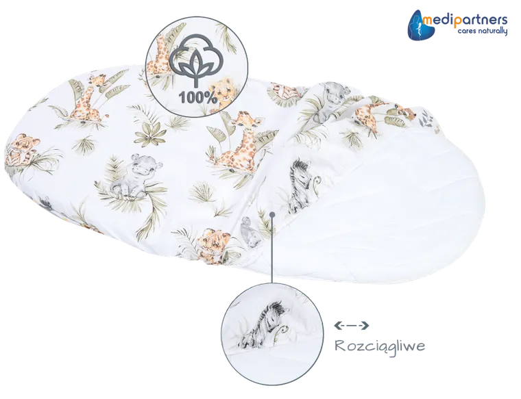 Medi Partners, Safari, cearceaf din bumbac cu elastic pentru carucior