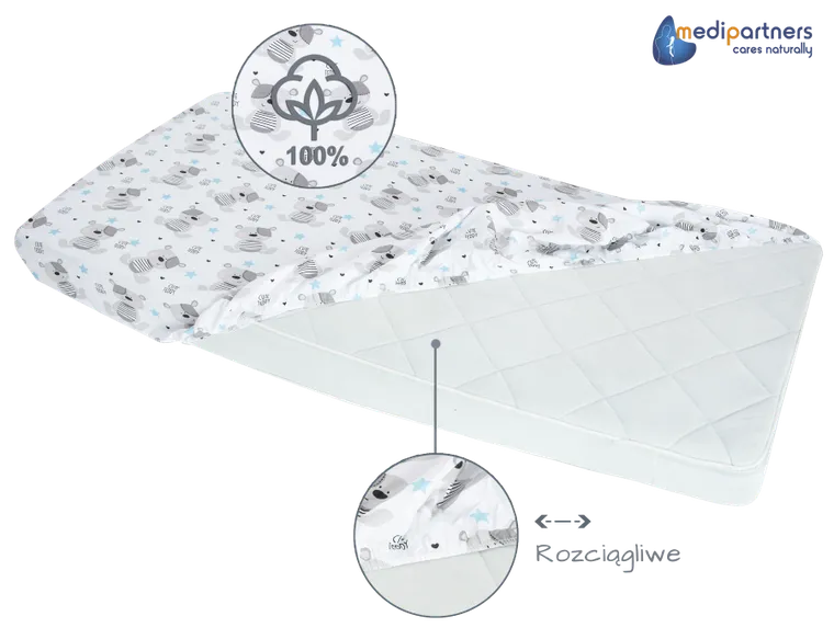 Medi Partners, Teddy, cearceaf cu elastic, 60-120 cm
