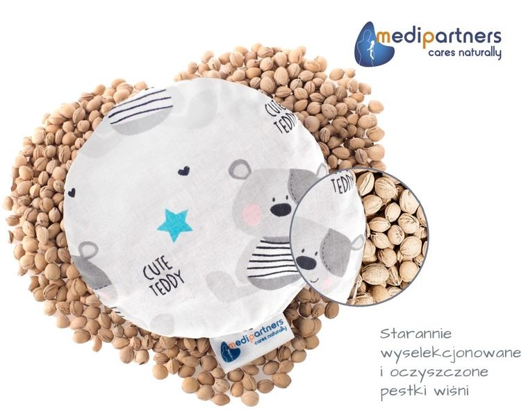 Medi Partners, Teddy, perna termica mica cu samburi de visine, albastru