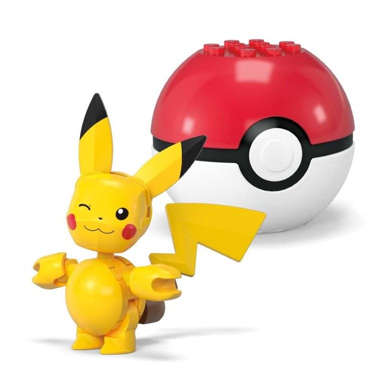 MEGA Pokemon, Pokeball Pikachu si Ditto, 2 figurine, set de constructie, 42 piese