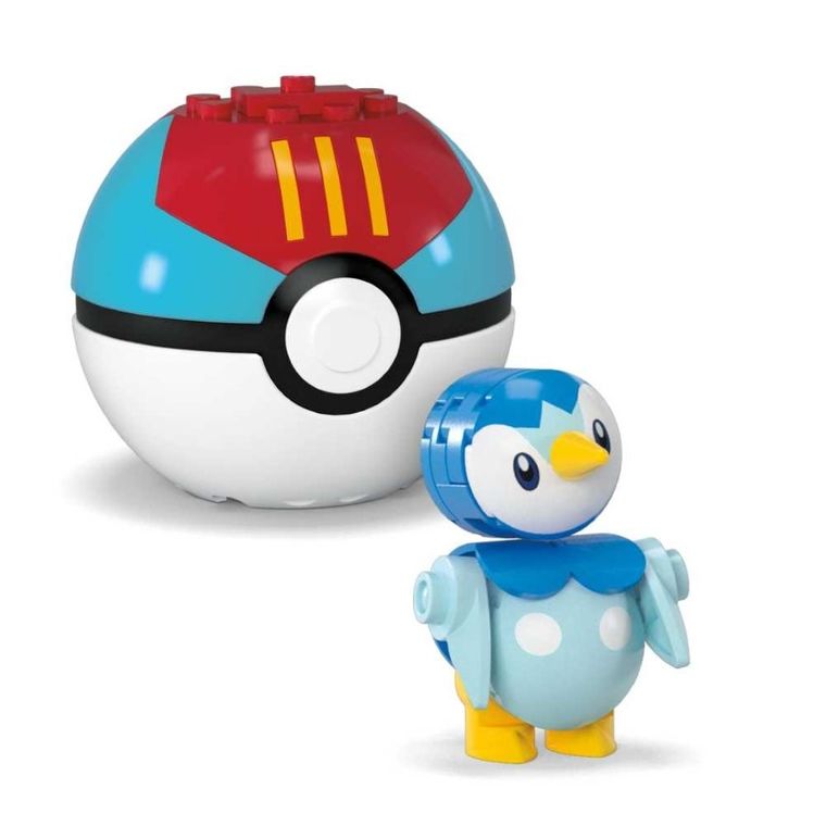 MEGA Pokemon, Pokeball Piplup si Togepi, 2 figurine, set de constructie, 41 piese