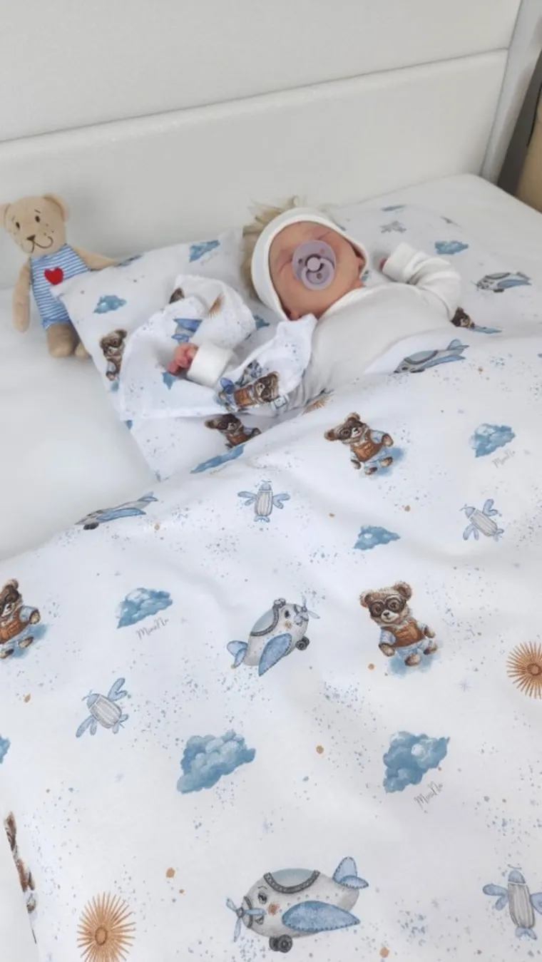 MimiNu, Duo, Ursuleti, fata de perna, albastru, 60-40 cm, 2 buc.