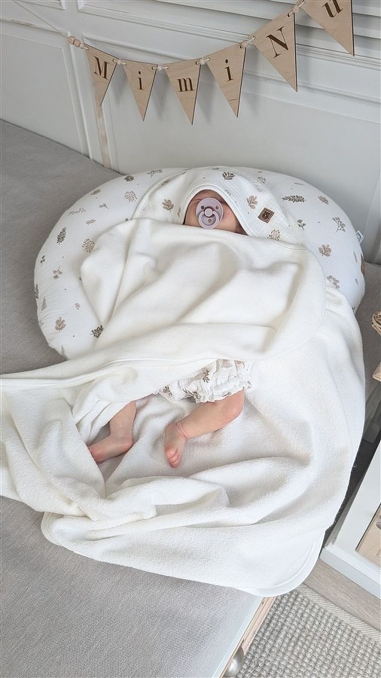 MimiNu, Frunze, halat de baie, muselina + termofrotte, bej, 100-100 cm