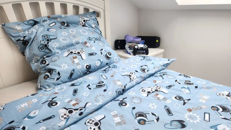 MimiNu, Gamer, set lenjerie de pat single, 160-200 + 50-60 cm