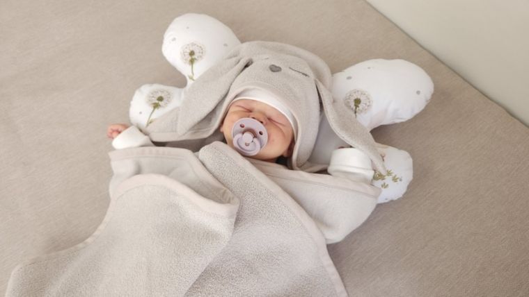 MimiNu, Iepurasul, halat de baie cu gluga, cu urcehi, 100-100 cm, bej