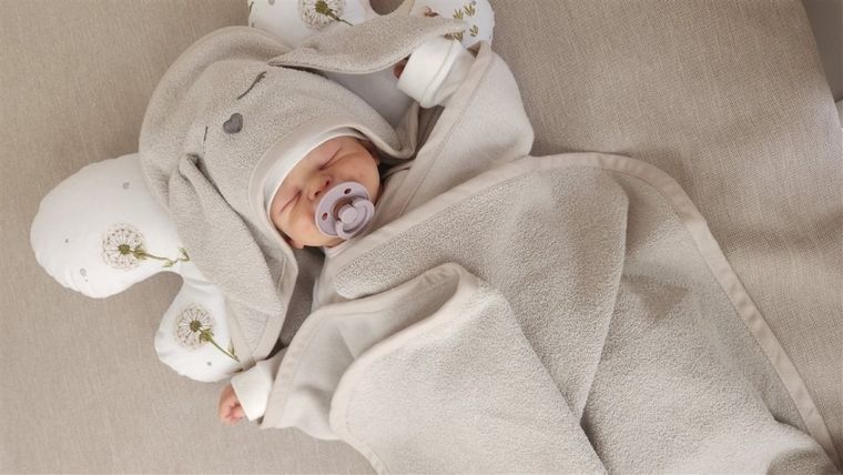 MimiNu, Iepurasul, halat de baie, din bambus, mokka, 100-100 cm