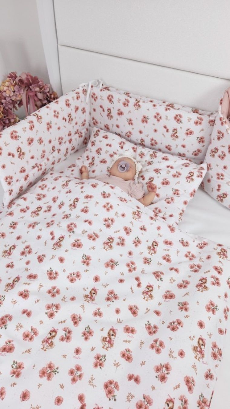 MimiNu, Rate, set lenjerie de pat single, bumbac, roz, 120-90 cm