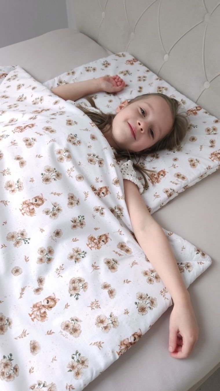 MimiNu, Ratuci, set lenjerie de pat single cu umplutura, bej, 120-90 cm