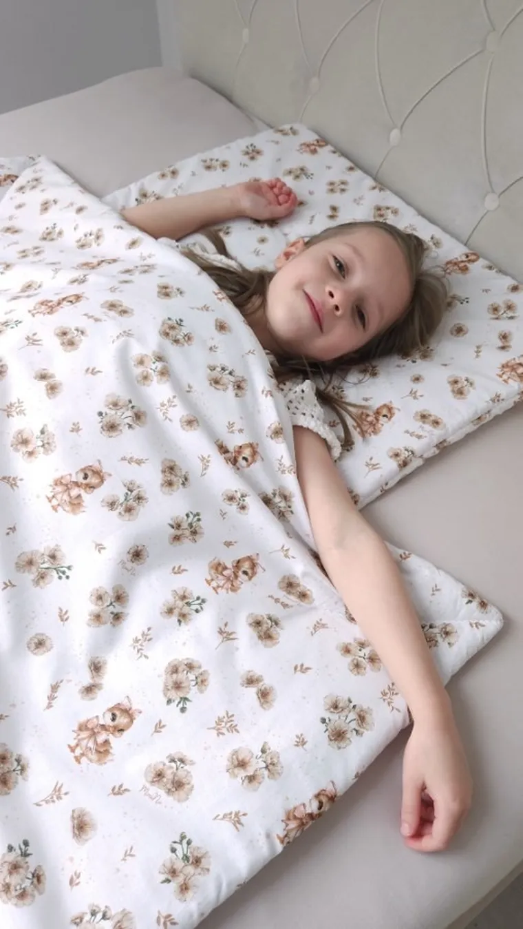 MimiNu, Ratuci, set lenjerie de pat single cu umplutura, bej, 135-100 cm