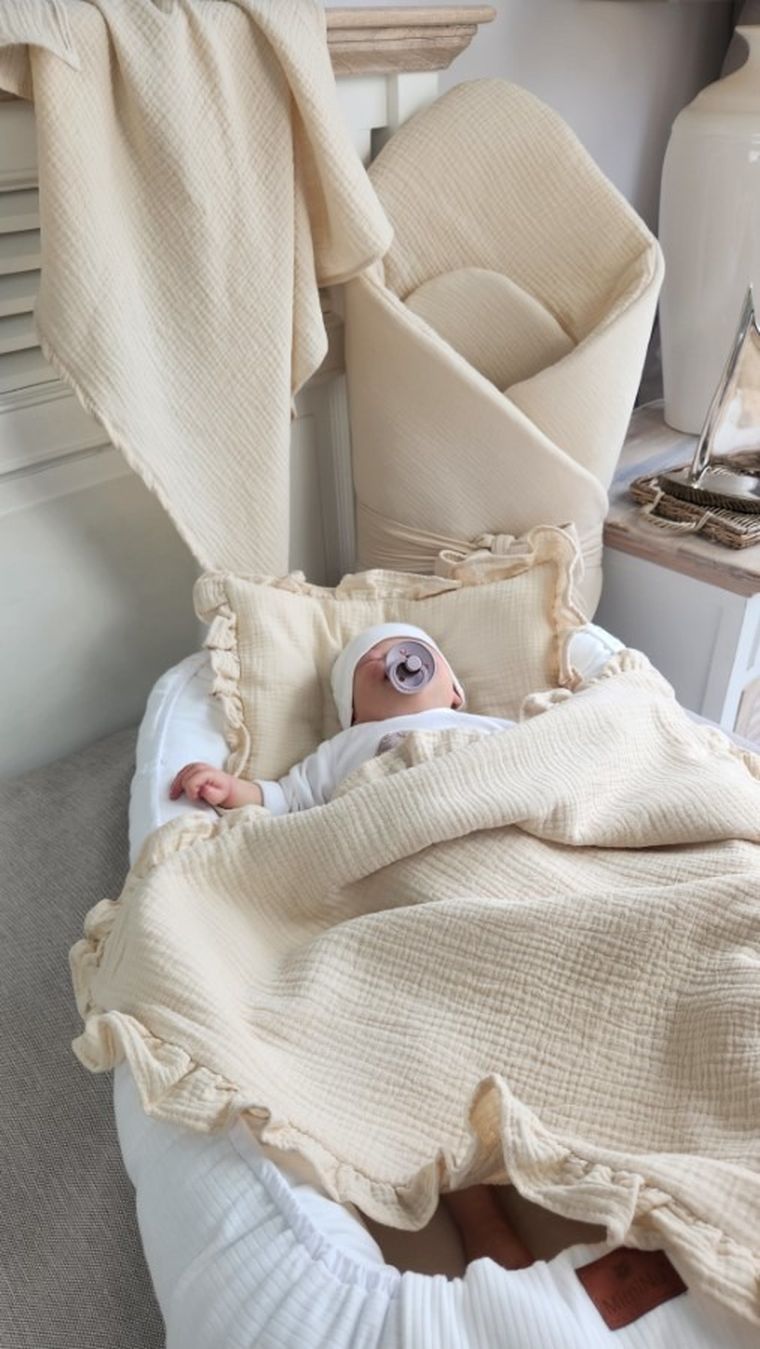 MimiNu, set: patura 60-70 cm + perna 30-40 cm, muselina, bej