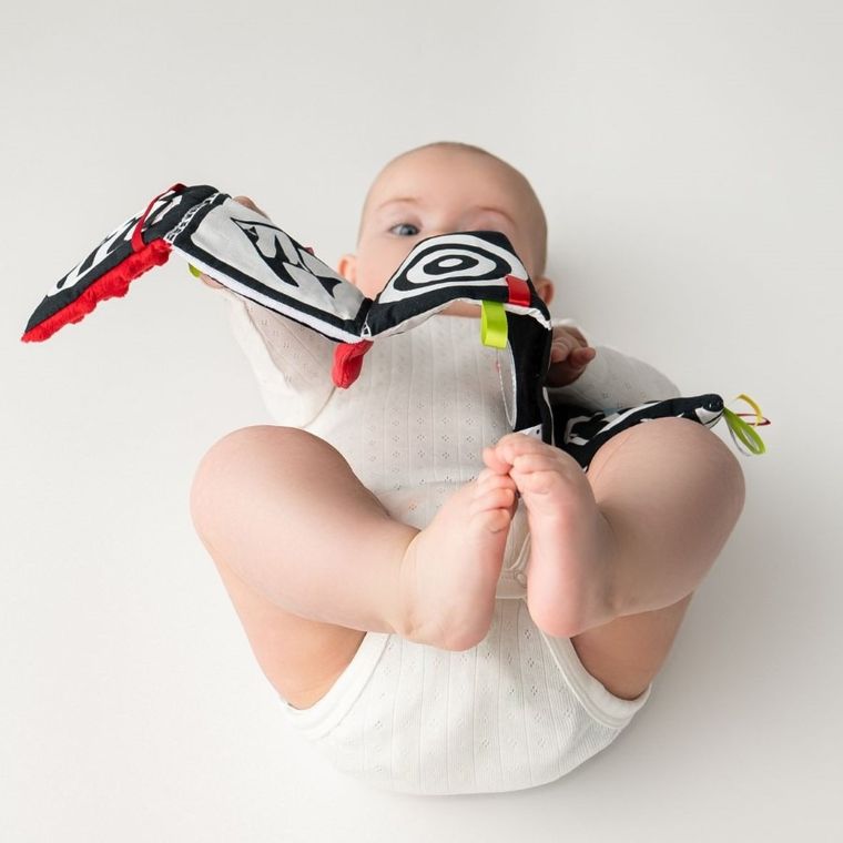 Mom's Care, carticica, jucarie senzoriala contrastanta, albastru