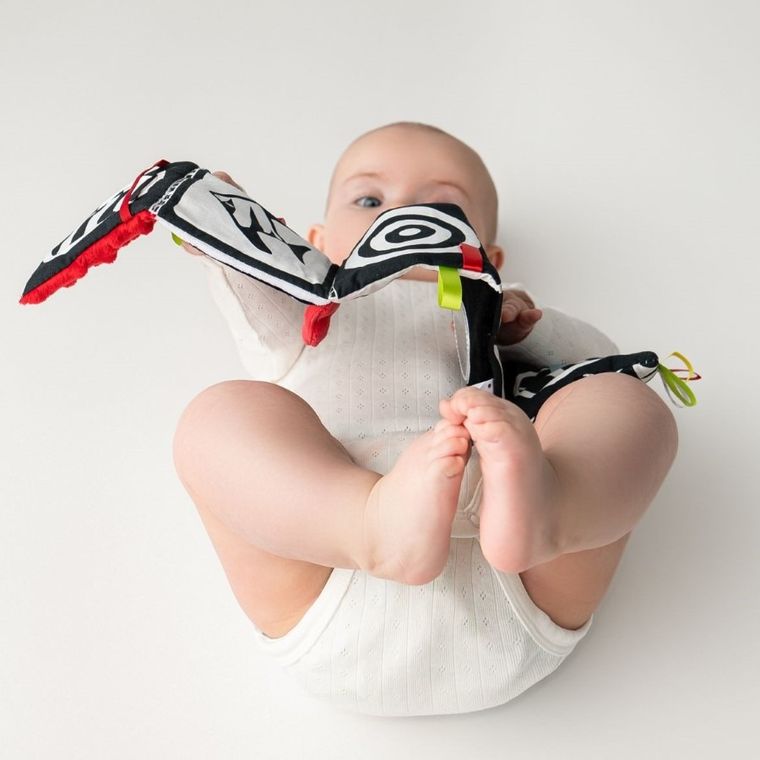 Mom's Care, carticica, jucarie senzoriala contrastanta, roz