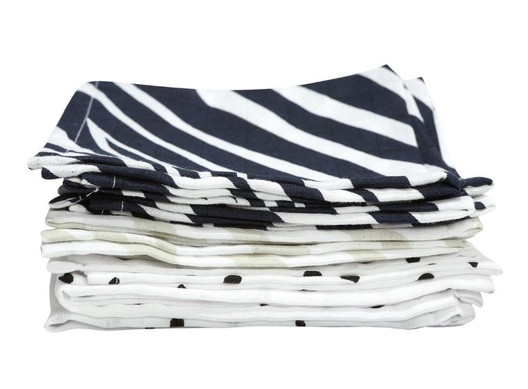 Motherhood, Servetele de muselina si bumbac 30-30 cm, 7 buc., Blue Zebra