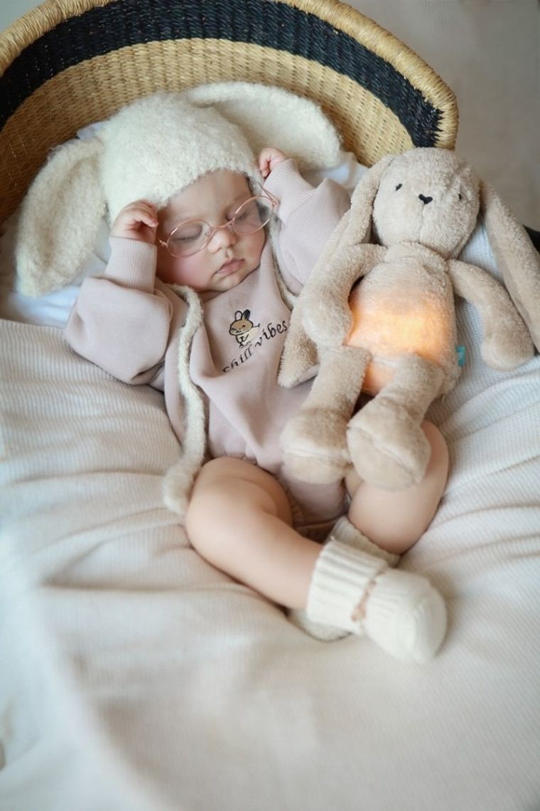 MyHummy (Szumisie), Iepuras 5 in 1 cu lampa de veghe, 30 cm, bej