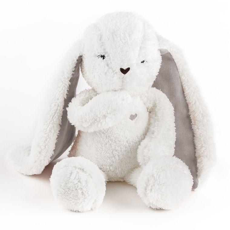 MyHummy (Szumisie), Iepuras, mascota bazaitoare cu mecanism 5in1: zgomot, senzor de somn, melodii, batai de inima, lampa, ecru