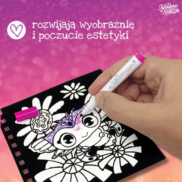 Nebulous Stars, Orelia, carte de colorat pentru copii cu pagini catifelate si carioci