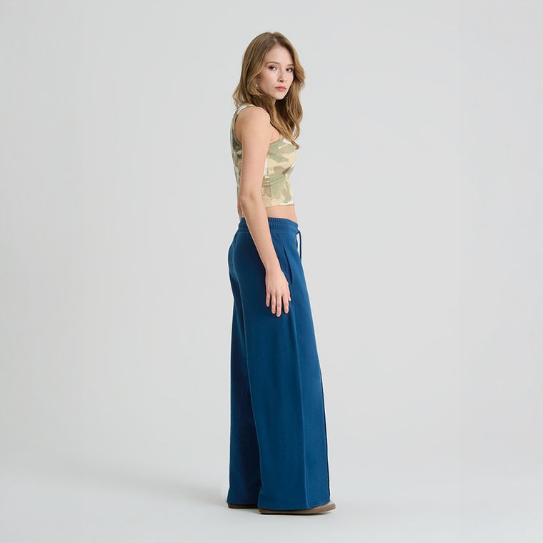 Pantaloni de trening wide leg albastri NOWEAR