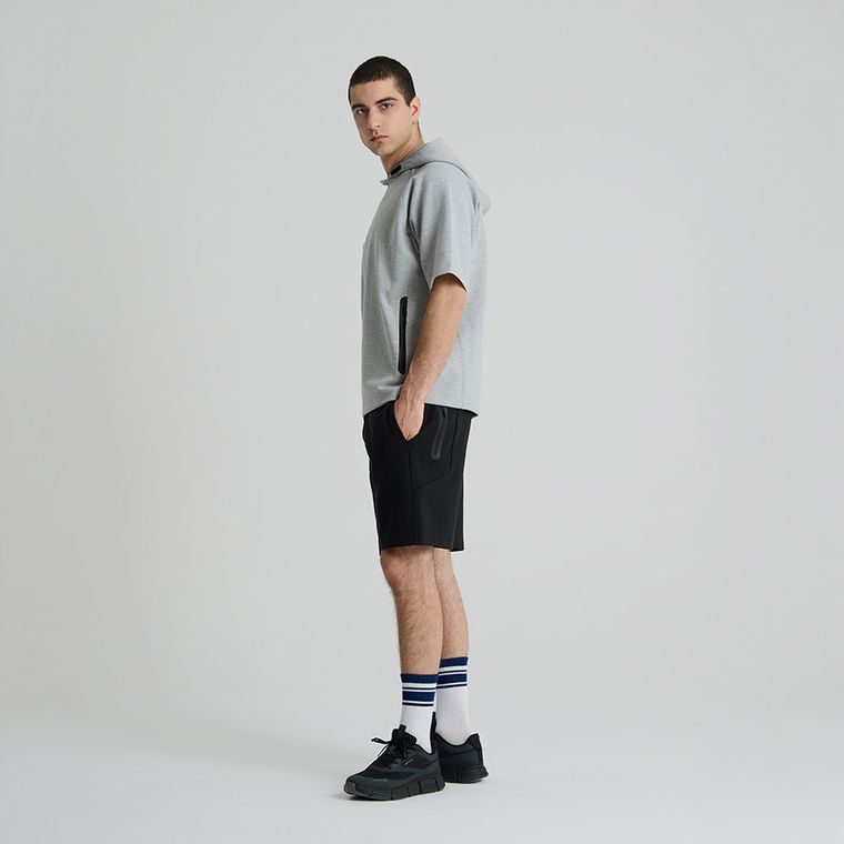 Pantaloni scurti regular negri cu snur NOWEAR