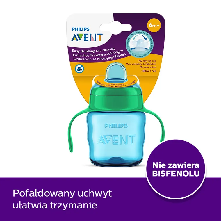 Philips Avent, cana cu tetina de formare, albastru, 6 luni+, 200 ml, SCF551/05