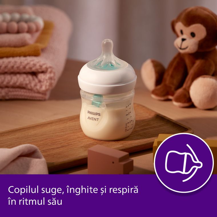 Philips Avent, Natural, Response, biberon cu ventil Air Free, 260 ml, SCY673/01