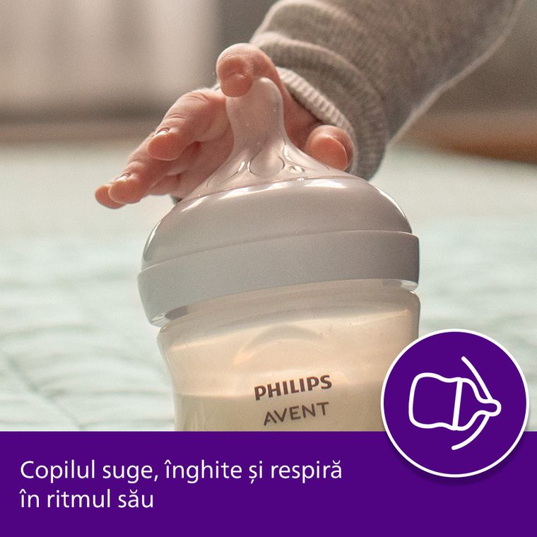 Philips Avent, Natural, Response, tetina pentru biberon, 1 luni+, SCY963/02