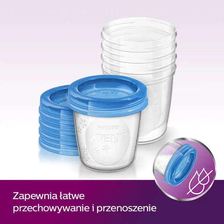 Philips Avent, recipient pentru depozitarea laptelui matern, 180 ml, 5 buc., SCF619/05