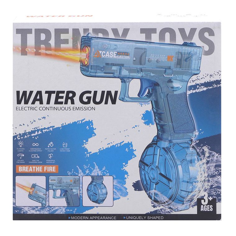 Pistol de apa cu lumini, electric, albastru