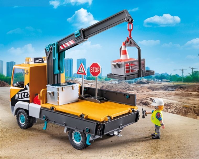Playmobil, Action Heroes, Camion de constructii cu macara, 71750