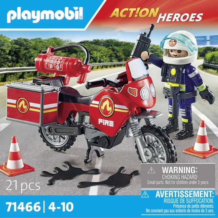 Playmobil, Action Heroes, Motocicleta de pompieri la locul accidentului, 71466