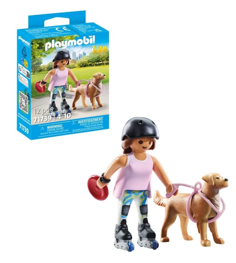 Playmobil, My Life, Skaterita cu catelus Golden Retriever, 71739