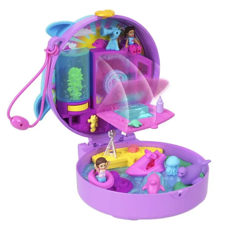 Polly Pocket, Dolphin Rescue & Play, set de joaca cu figurine si accesorii