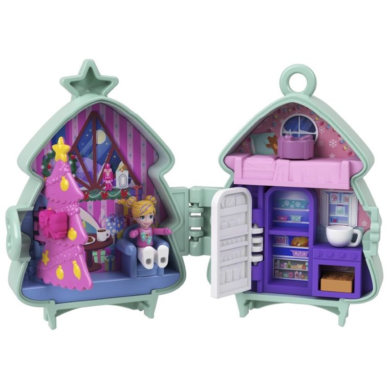 Polly Pocket, Holiday Connects Bundle, set de joaca cu papusa mic si accesorii