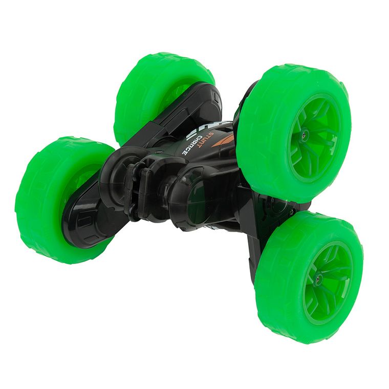 Race Xtreme, Stunt Light Up R/C, masinuta de cascadorii, vehicul cu telecomanda si lumini, negru-verde