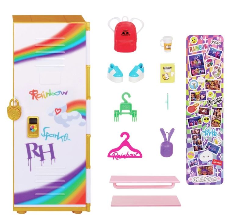 Rainbow High, Locker and Pinkly Paige, papusa fashion cu dulap